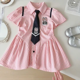 Đầm Bé Gái ngắn tay Phong Cách Đầm Sọc Tay Ngắn -sỉ 157k