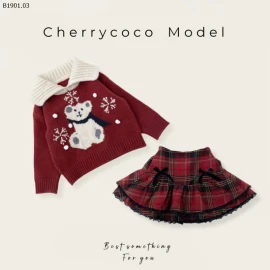 SET ÁO LEN MIX CHÂN VÁY XẾP LY BÉ GÁI CHERRYCOCO-sỉ Áo : 213k           Váy : 169k