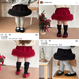 Chân váy nhung phối ren bé gái -sỉ 135k
