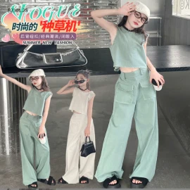 SET ÁO SÁT NÁCH + QUẦN ỐNG RỘNG BÉ GÁI-sỉ 233k