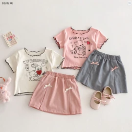 SET ÁO THUN MIX CHÂN VÁY NƠ-giá sỉ như sau áo: 75k  váy: 79k 