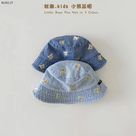MŨ JEAN THÊU GẤU CHO BÉ  - si 105k