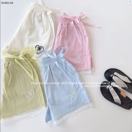 QUẦN SHORT ỐNG RỘNG PHỐI REN BG-Sỉ 138k