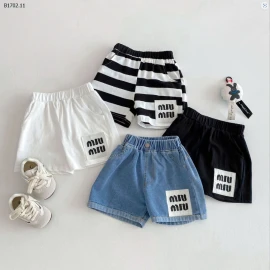 QUẦN SHORT CHỮ MIU CHO BÉ- Giá sỉ như sau: mẫu Số 2 :125k Còn lại mẫu  1-3-4: 85k