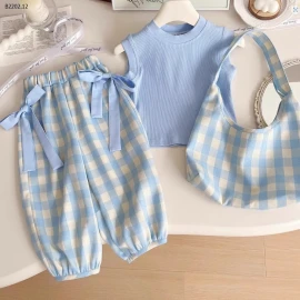 SET CARO XANH 3 MÓN ÁO+ QUẦN+ TÚI BG-sỉ 138k