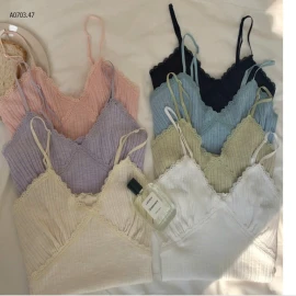 ÁO 2 DÂY NỮ PHỐI VIỀN REN -sỉ 75k