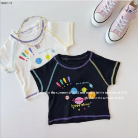 ÁO THUN VIỀN PHỐI MÀU CUTE CHO BÉ-sỉ 107k