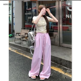 QUẦN SUÔNG KẺ ỐNG RỘNG CHO NỮ -sỉ 89k
