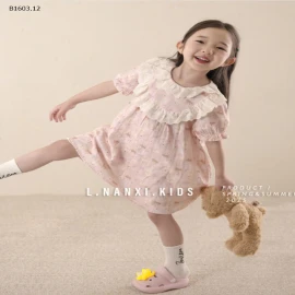 VÁY SUÔNG HỌA TIẾT CỔ BÈO BÉ GÁI -sỉ 173k