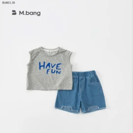 SET BỘ ÁO CỘC TAY HAVE FUN MIX QUẦN SOOC MBANG-sỉ 182k