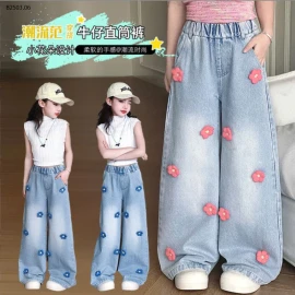 QUẦN JEAN ĐÍNH HOA CHO BÉ GÁI SZ ĐẠI -sỉ 165k