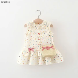 VÁY SÁT NÁCH VIỀN BÈO CHẤM BI BG-sỉ 122k