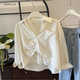 ÁO SƠ MI PHỐI ÁO REN ANNA-sỉ 215k