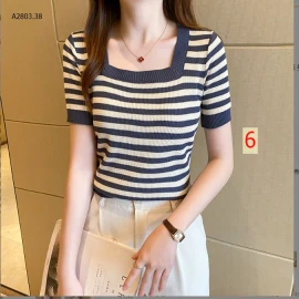 ÁO KẺ CỘC TAY CỔ VUÔNG -sỉ 80k