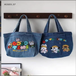 TÚI XÁCH BÒ THÊU CARTOON RẺ -sỉ 65k