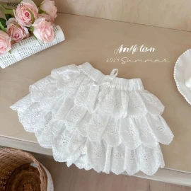 Chân váy thêu hoa xếp tầng cho bé-sỉ 136k