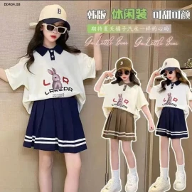 SET ÁO POLO MIX CHÂN VÁY XẾP LY BG -sỉ 150k