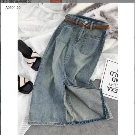 CHÂN VÁY JEAN XẺ TRƯỚC DÁNG DÀI NỮ-sỉ 149k