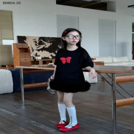 VÁY SUÔNG PHỐI REN TONE ĐEN BÉ GÁI -sỉ 180k