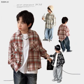 ÁO SƠ MI KẺ DÀI TAY CHO BÉ TRAI-Sỉ 109k