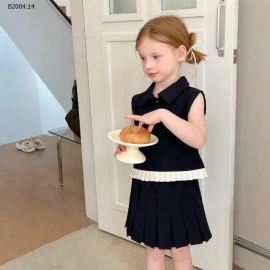 SET ÁO POLO MIX CHÂN VÁY XẾP LY BG -sỉ 227k