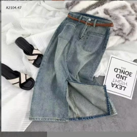 CHÂN VÁY JEAN XẺ DÁNG CHỮ A -sỉ 134k