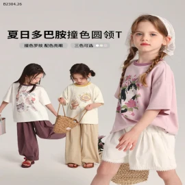 ÁO THUN CỘC TAY IN HÌNH BÉ GÁI-sỉ Sz 100-160 : 140k           Sz 170 : 155k