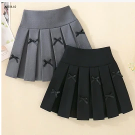 CHÂN VÁY XẾP LY PHỐI NƠ CHO BG -sỉ 125k