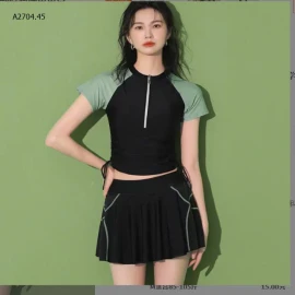 BỘ BƠI ÁO RÚT EO NỮ MIX CHÂN VÁY CHO NỮ-sỉ 87k