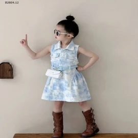 Váy xanh sát nách bé gái -sỉ 240k