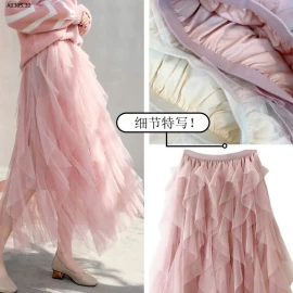 CHÂN VÁY PHỐI LƯỚI DÁNG DÀI CHO NỮ-sỉ 133k