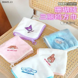 Set 5 khăn mặt #Kuromi cho bé hãng Sanrio-sỉ 56k/set 5c 
