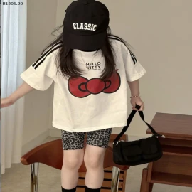 ÁO PHÔNG KITTY MIX LEGGING DA BÁO - sỉ  áo 140k quần 110k