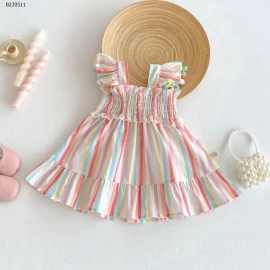 VÁY 2 dây phối màu bé gái-Sỉ 135k