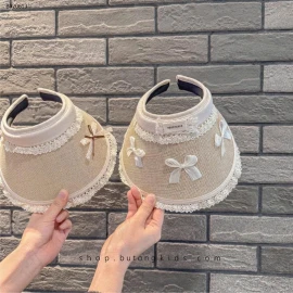 MŨ CHỐNG NẮNG NỬA ĐẦU PHỐI REN NƠ CHO BÉ  -sỉ 100k