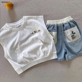 SET ÁO THUN SÁT NÁCH MIX QUẦN SHORT JEAN BÉ TRAI- sỉ áo 104k quần 164k