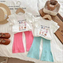 Bộ đồ mùa hè cho bé gái, quần ống loe-Sỉ 155k