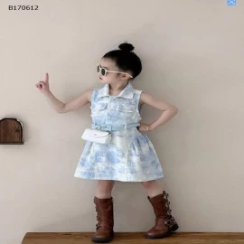 váy xanh sát nách bé gái -sỉ 240k