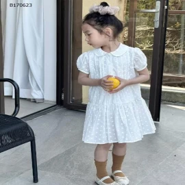 VÁY CỔ SEN TAY BỒNG TRẮNG HOA NHÍ-sỉ 213k