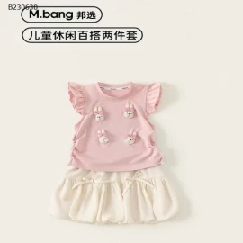 Set đồ áo phông kèm chân váy bí nhà M.bang cho bé-Sỉ 288k