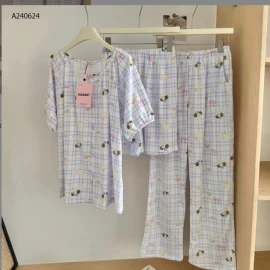 BỘ MẶC NHÀ 3CT HỌA TIẾT CUTE CHO NỮ  - sỉ 176k