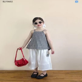 SET ÁO KẺ CARO MIX QUẦN ỐNG RỘNG BG-Sỉ áo: 135k  quần: 139k 