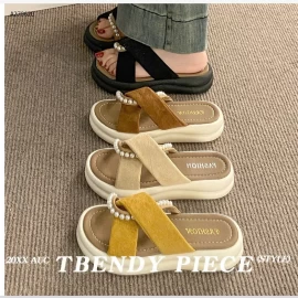 DÉP ĐẾ DÀY QUAI ĐAN CHÉO ĐÍNH NGỌC - sỉ 130k