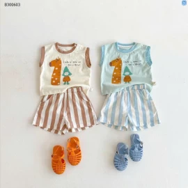 ÁO BA LỖ PHỐI QUẦN KẺ CHO BÉ- Sỉ giá Áo: 89k  Quần: 85k 