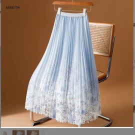 Chân váy dài xoè xếp ly dáng chữ A  - sỉ 158k