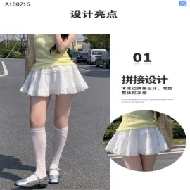  Váy ngắn ren xếp ly kiểu chữ A cho nữ - sỉ 137k