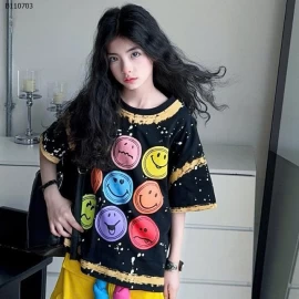 SET ÁO MẶT CƯỜI MIX SHORT TÚI HỘP BG-Sỉ giá áo: 169k  quần: 185k