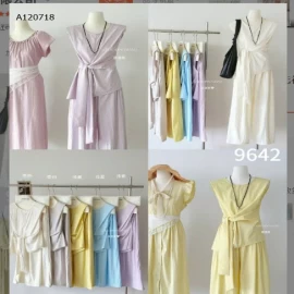 SET ÁO THẮT EO MIX QUẦN ỐNG RỘNG NỮ- sỉ 245k