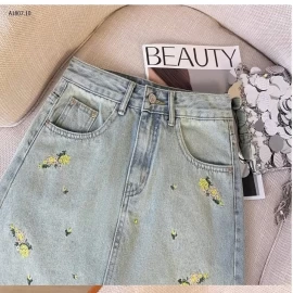 CHÂN VÁY DEMIN CHỮ A THÊU HOA  sỉ 170k