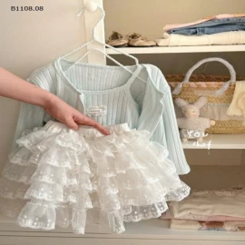 Set áo chân váy cho bé gái-Giá sỉ  áo 173k , váy 130k